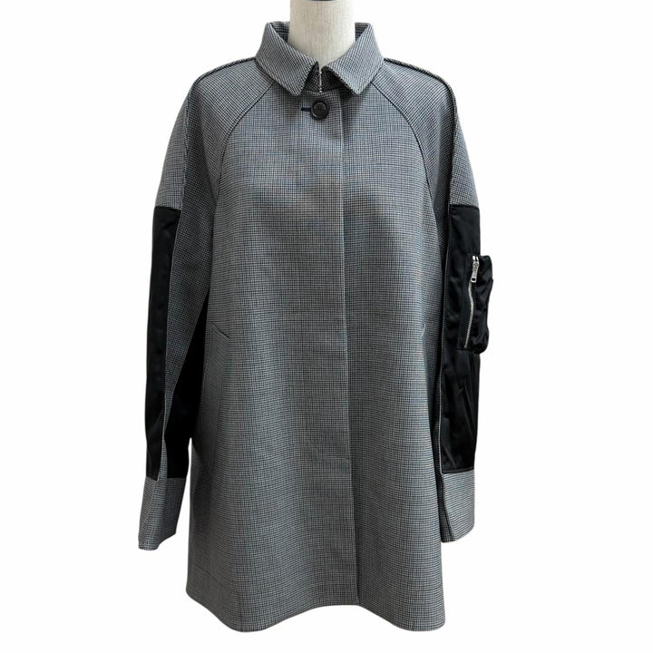 極美品★BALENCIAGA バレンシアガ 436002 千鳥格子 ドッキングジャケット コート グレー ブラック IT 38 イタリア製 正規品 レディース