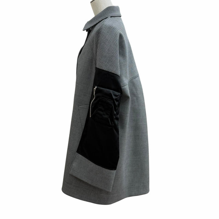 極美品★BALENCIAGA バレンシアガ 436002 千鳥格子 ドッキングジャケット コート グレー ブラック IT 38 イタリア製 正規品 レディース