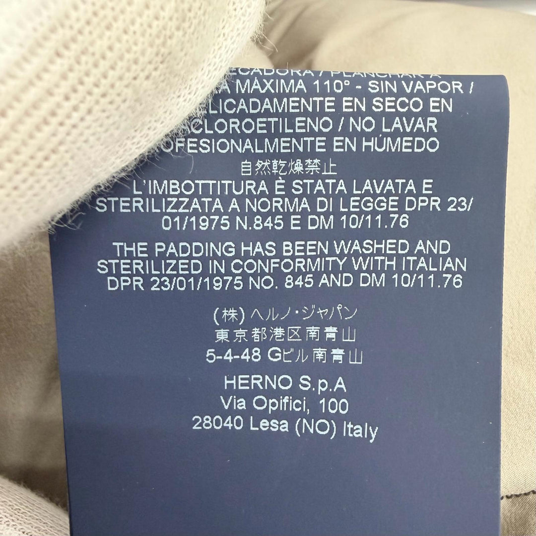 未使用品△Herno ヘルノ PI0848D DIAGONAL WOOL AND NUAGE PARKA ロゴプレート ウール切替 フード付き ダウンコート ブラウン 38 正規品
