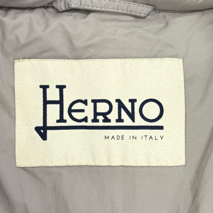 未使用品△Herno ヘルノ PI0848D DIAGONAL WOOL AND NUAGE PARKA ロゴプレート ウール切替 フード付き ダウンコート ブラウン 38 正規品