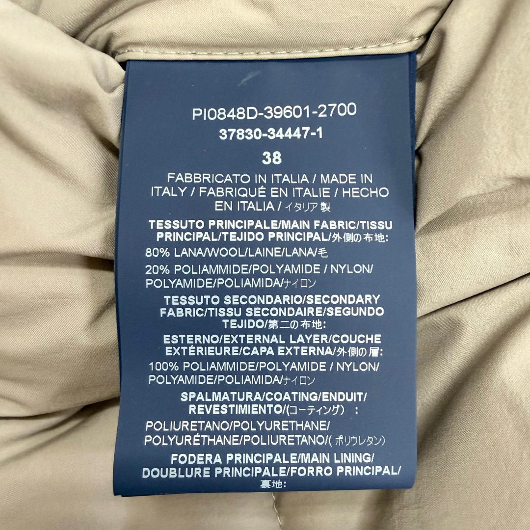 未使用品△Herno ヘルノ PI0848D DIAGONAL WOOL AND NUAGE PARKA ロゴプレート ウール切替 フード付き ダウンコート ブラウン 38 正規品