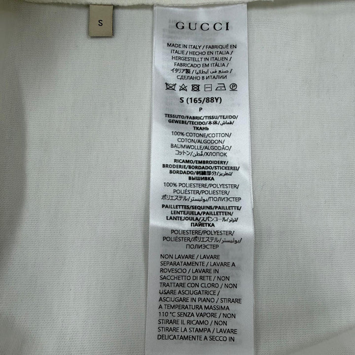 極美品▼GUCCI グッチ 24SS 776596 コットン スパンコール クルーネック ショートスリーブ 半袖Ｔシャツ ホワイト S 伊製 正規品 メンズ