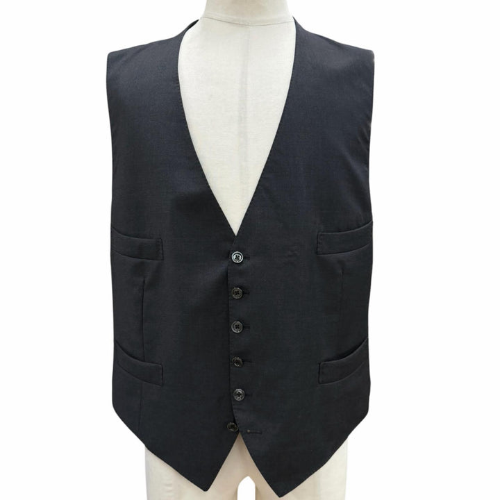 極美品▼TOM FORD トムフォード 0R0022 51S140 ウール シルク Vネック ジレ ベスト グレー ボルドー 56 イタリア製 メンズ ハンガー付き