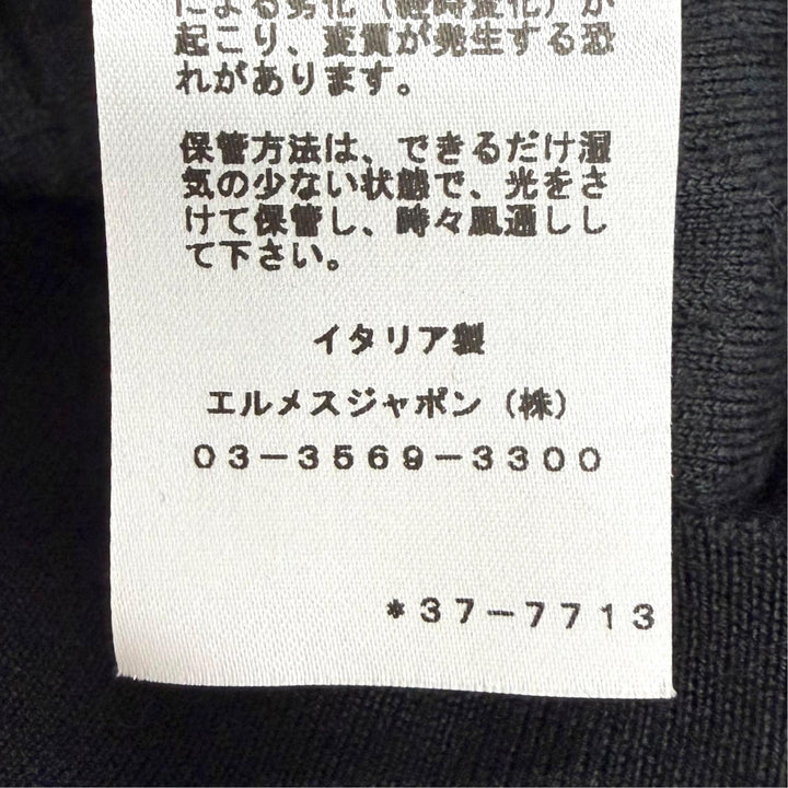 極美品△HERMES エルメス 23AW 3H2618DA Do Re Boucles ド レ ブックル カシミヤ シルク 半袖ニット ブラック 36 伊製 正規品 レディース