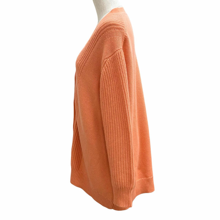 極美品★HERMES エルメス 23SS 3E2702D1 カシミヤ コットン混 セリエボタン Vネック 長袖 カーディガン オレンジ 34 イギリス製 正規品