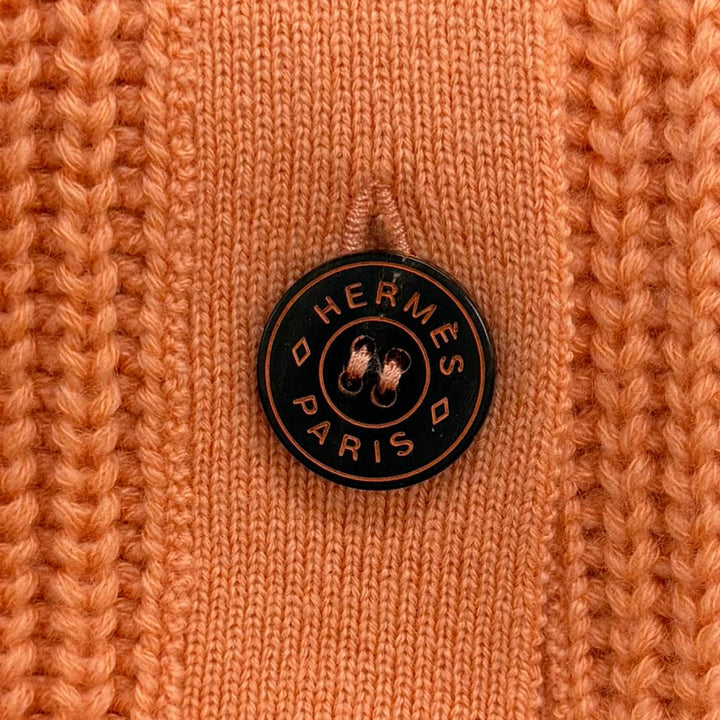 極美品★HERMES エルメス 23SS 3E2702D1 カシミヤ コットン混 セリエボタン Vネック 長袖 カーディガン オレンジ 34 イギリス製 正規品