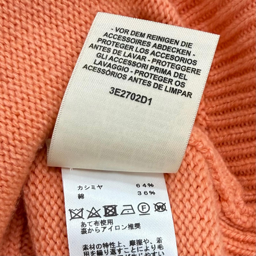 極美品★HERMES エルメス 23SS 3E2702D1 カシミヤ コットン混 セリエボタン Vネック 長袖 カーディガン オレンジ 34 イギリス製 正規品