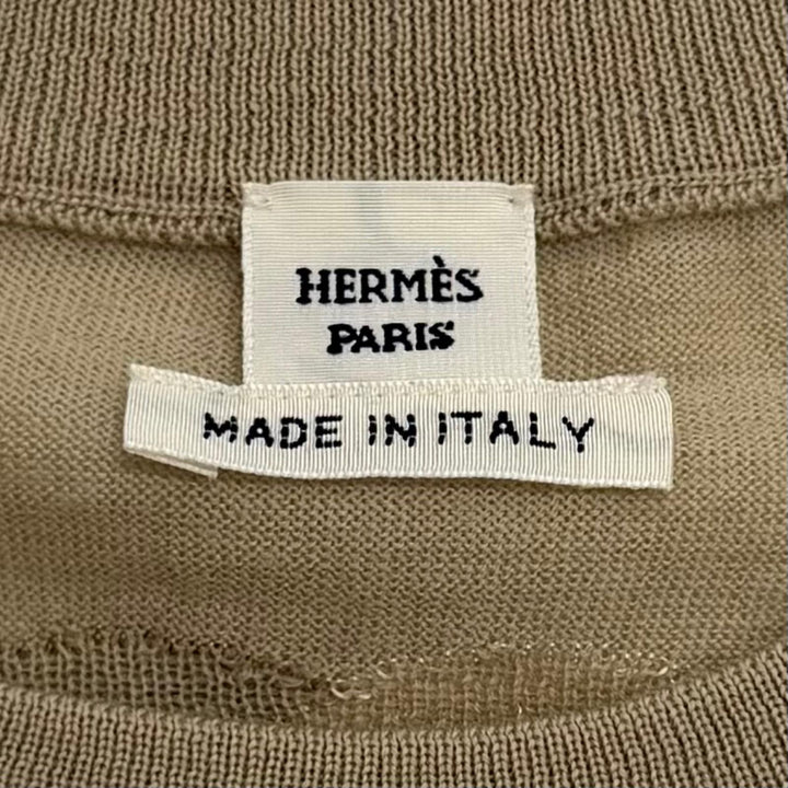 極美品★HERMES エルメス 4H2640DE カレイドスコープエフェクト ウール シルク混 クルーネック 半袖ニット ベージュ IT 42 正規品