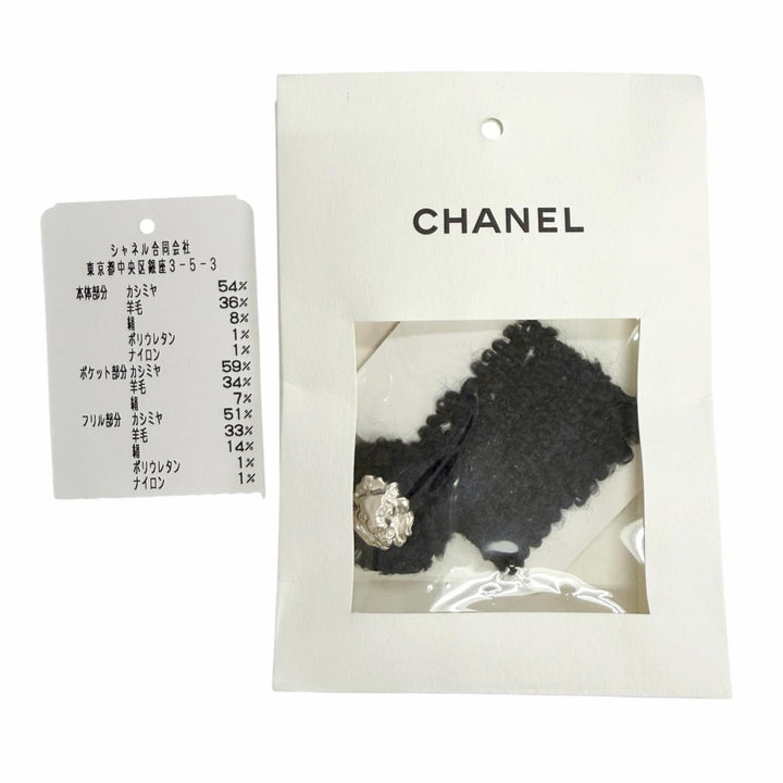 極美品△CHANEL シャネル P78396K11326 カシミヤ ウール ライオンボタン 袖口フリル Vネック 長袖 ニット カーディガン 黒 IT 38 正規品