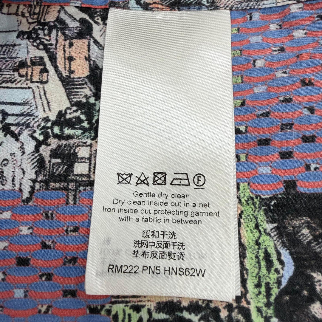 極美品▼LOUIS VUITTON ルイヴィトン 22AW ダミエクラシック コットン100% ロゴ入りボタン ロングスリーブ 長袖シャツ マルチ M 正規品