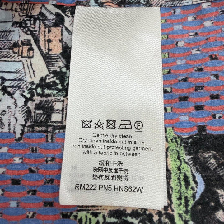 極美品▼LOUIS VUITTON ルイヴィトン 22AW ダミエクラシック コットン100% ロゴ入りボタン ロングスリーブ 長袖シャツ マルチ M 正規品