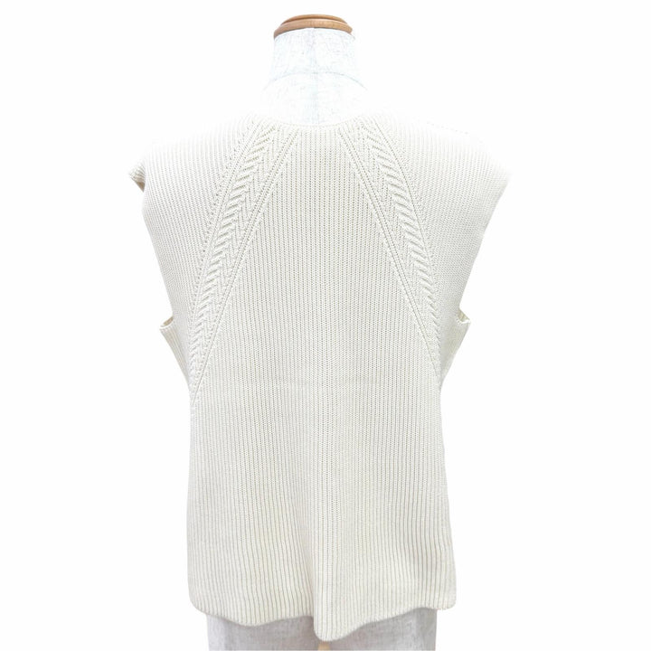 極美品△HERMES エルメス 66-7724 ノースリーブ ニット ベスト シンプルデザイン アイボリー 34 イタリア製 正規品 レディース オススメ