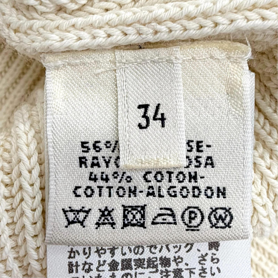極美品△HERMES エルメス 66-7724 ノースリーブ ニット ベスト シンプルデザイン アイボリー 34 イタリア製 正規品 レディース オススメ