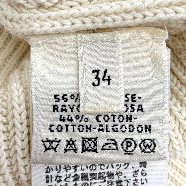 極美品△HERMES エルメス 66-7724 ノースリーブ ニット ベスト シンプルデザイン アイボリー 34 イタリア製 正規品 レディース オススメ