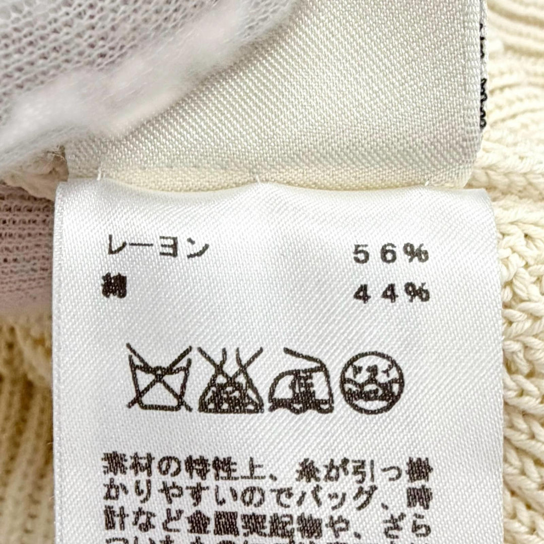 極美品△HERMES エルメス 66-7724 ノースリーブ ニット ベスト シンプルデザイン アイボリー 34 イタリア製 正規品 レディース オススメ