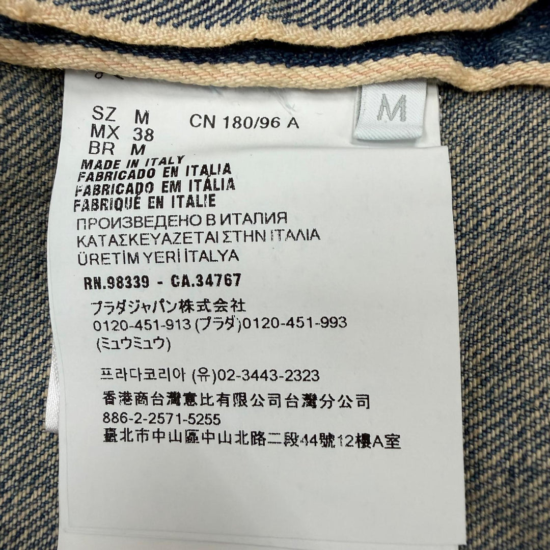 極美品▼PRADA プラダ 2025年製 GEC068 デニムジャケット 半袖シャツ ブルー M イタリア製 正規品 メンズ ガーメント・ハンガー付き