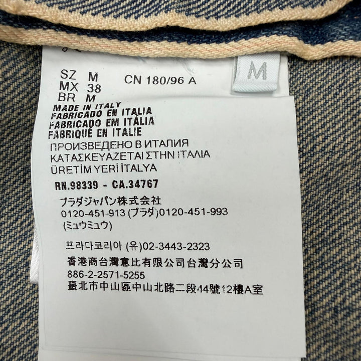 極美品▼PRADA プラダ 2025年製 GEC068 デニムジャケット 半袖シャツ ブルー M イタリア製 正規品 メンズ ガーメント・ハンガー付き