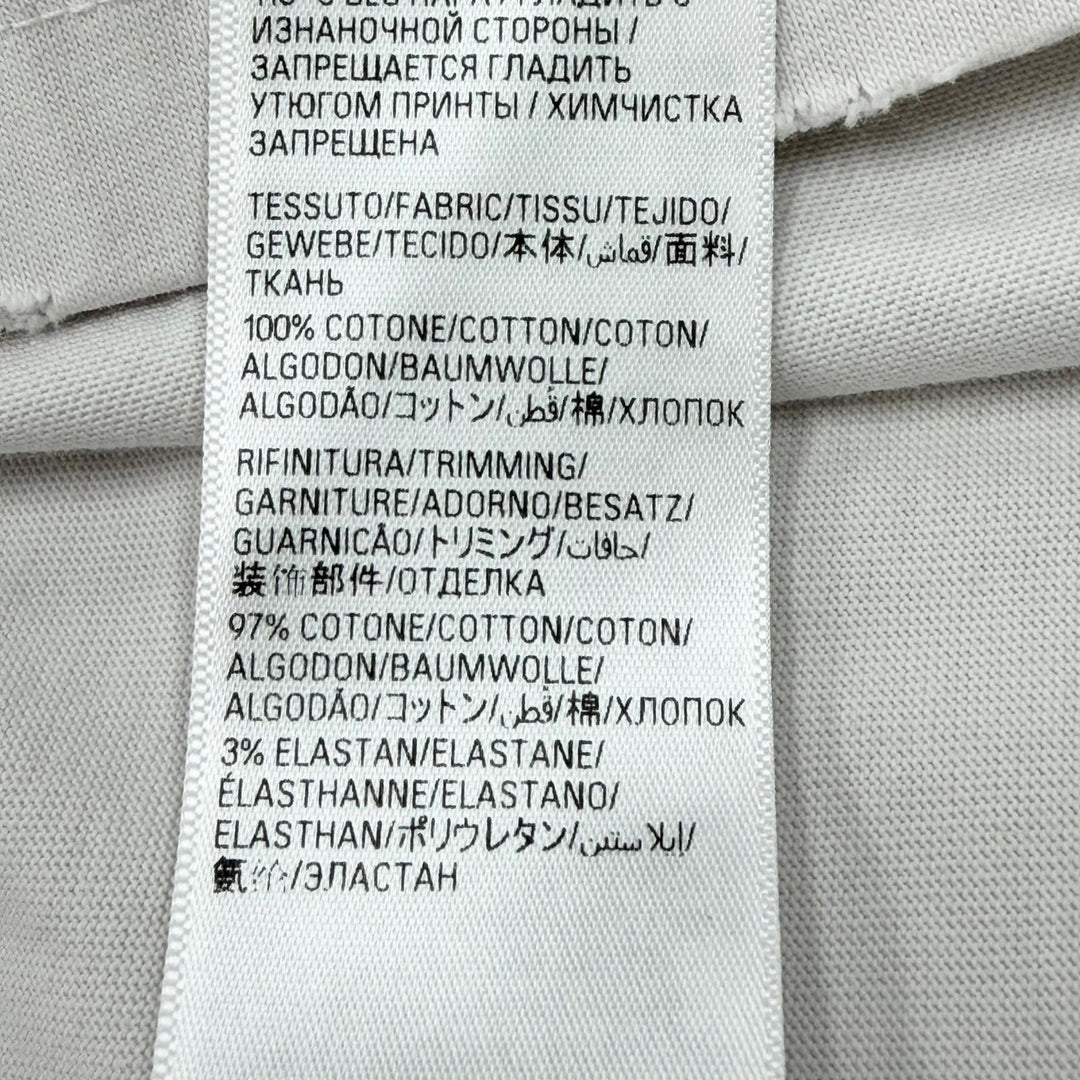 極美品▼BALENCIAGA バレンシアガ 739784 テープロゴ ダメージ加工 クルーネック オーバーサイズ 半袖Ｔシャツ ベージュ L 正規品 メンズ