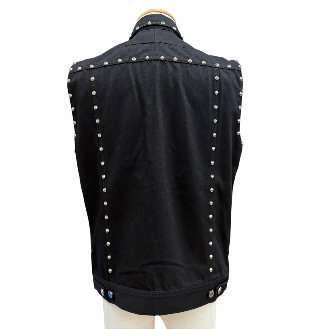 美品▼GIVENCHY ジバンシィ 16S 0924 461 コットン100% スタッズ デニムジャケット ジレ ベスト ブラック シルバー金具 L 正規品 メンズ