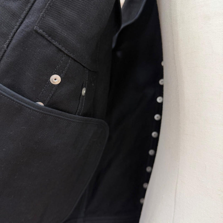 美品▼GIVENCHY ジバンシィ 16S 0924 461 コットン100% スタッズ デニムジャケット ジレ ベスト ブラック シルバー金具 L 正規品 メンズ