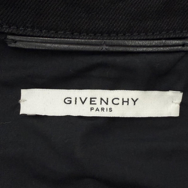 美品▼GIVENCHY ジバンシィ 16S 0924 461 コットン100% スタッズ デニムジャケット ジレ ベスト ブラック シルバー金具 L 正規品 メンズ