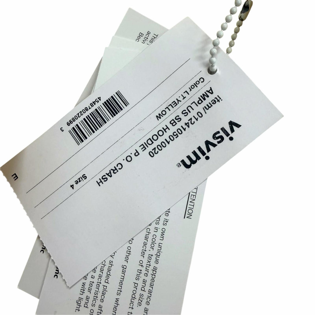 未使用品□VISVIM ビズビム 24SS 0124105010020 AMPLUS SB HOODIE P.O. CRASH コットン パーカー ライトイエロー 4 日本製 正規品 メンズ