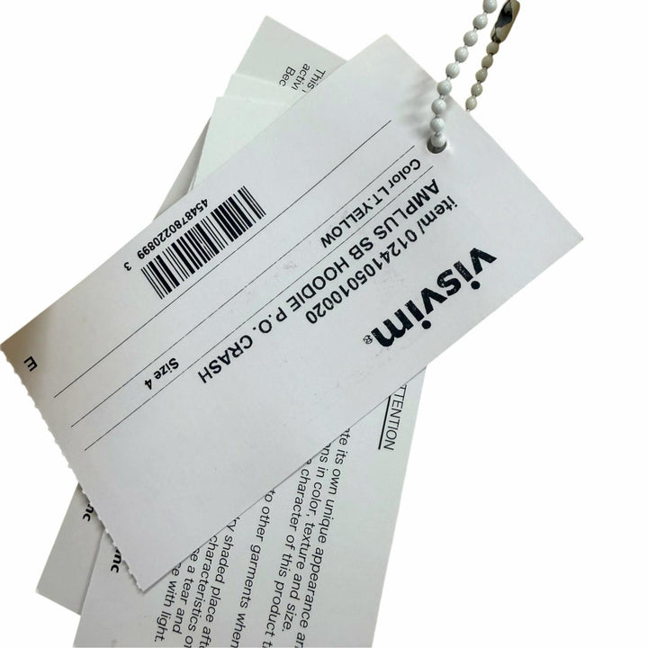 未使用品□VISVIM ビズビム 24SS 0124105010020 AMPLUS SB HOODIE P.O. CRASH コットン パーカー ライトイエロー 4 日本製 正規品 メンズ