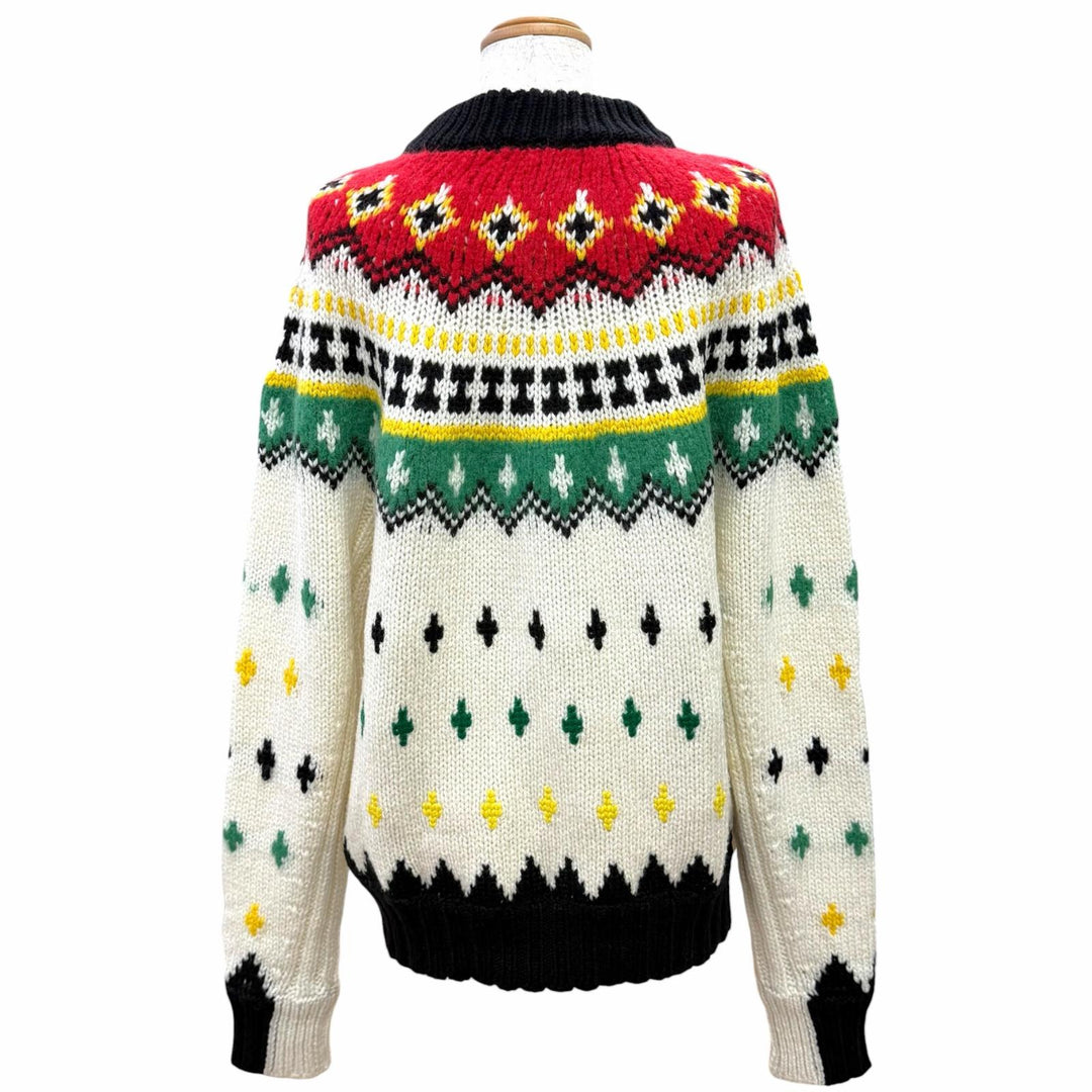 極美品△MONCLER GRENOBLE モンクレール グルノーブル 2023年製 ウール ロゴワッペン ノルディック 長袖 ニット セーター S 正規品