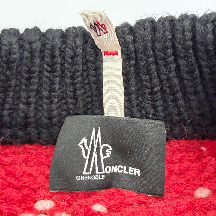 極美品△MONCLER GRENOBLE モンクレール グルノーブル 2023年製 ウール ロゴワッペン ノルディック 長袖 ニット セーター S 正規品