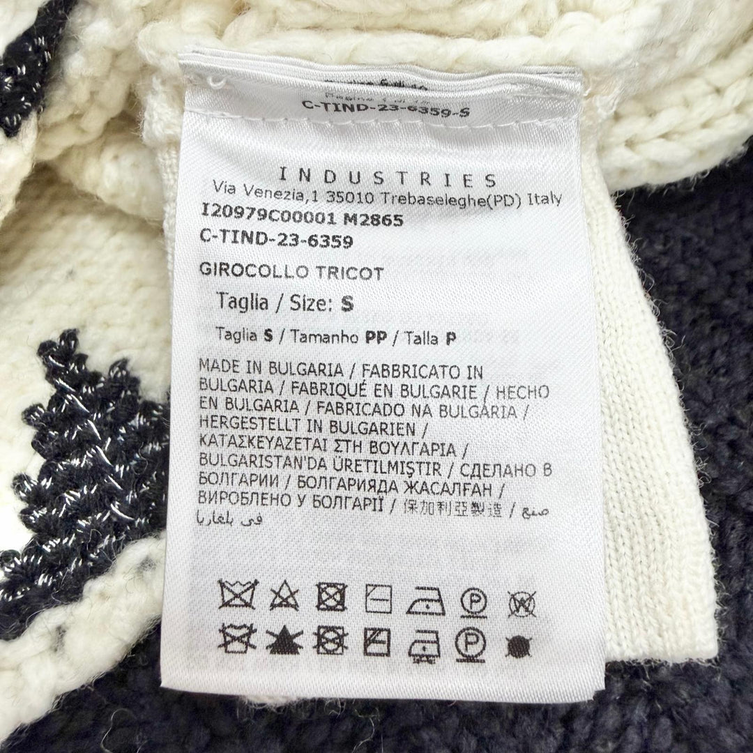 極美品△MONCLER GRENOBLE モンクレール グルノーブル 2023年製 ウール ロゴワッペン ノルディック 長袖 ニット セーター S 正規品