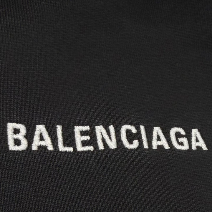 極美品▼BALENCIAGA バレンシアガ 2025年製 767877 コットン100% ロゴ刺繍 ダメージ加工 フーデッド プルオーバー パーカー L 正規品