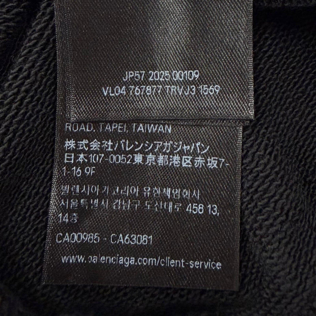 極美品▼BALENCIAGA バレンシアガ 2025年製 767877 コットン100% ロゴ刺繍 ダメージ加工 フーデッド プルオーバー パーカー L 正規品