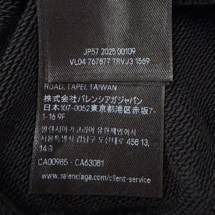 極美品▼BALENCIAGA バレンシアガ 2025年製 767877 コットン100% ロゴ刺繍 ダメージ加工 フーデッド プルオーバー パーカー L 正規品