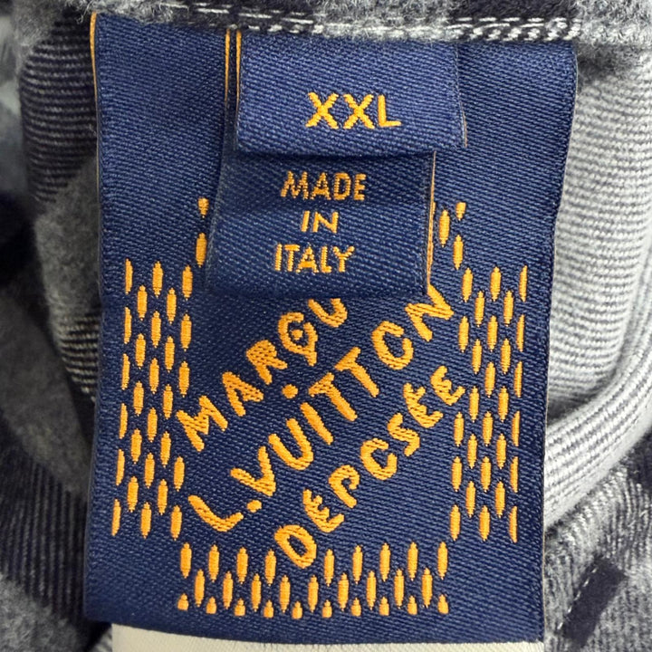 美品□LOUIS VUITTON ルイヴィトン 24AW ダミエチェック ロングスリーブ 長袖 フランネルシャツ グレー XXL イタリア製 正規品 メンズ
