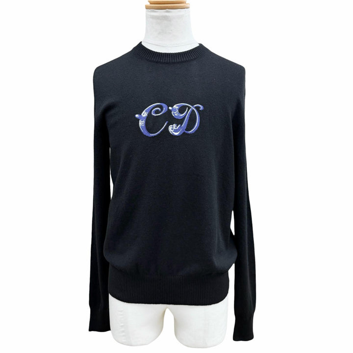 未使用品▼DIOR KENNY SCHARF ディオール オム ケニーシャーフ 193M637AT326 カシミヤ100% ロゴ刺繍 クルーネック ニットセーター S 正規