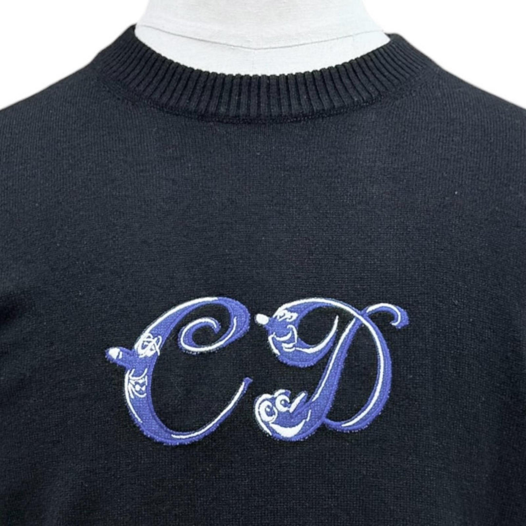 未使用品▼DIOR KENNY SCHARF ディオール オム ケニーシャーフ 193M637AT326 カシミヤ100% ロゴ刺繍 クルーネック ニットセーター S 正規