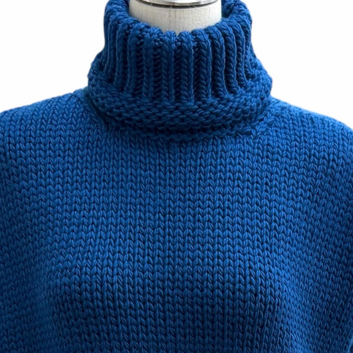 極美品★LOUIS VUITTON ルイヴィトン 24AW レザーモノグラムパッチ タートルネック ノースリーブ ニット ブルー グレー S 伊製 正規品