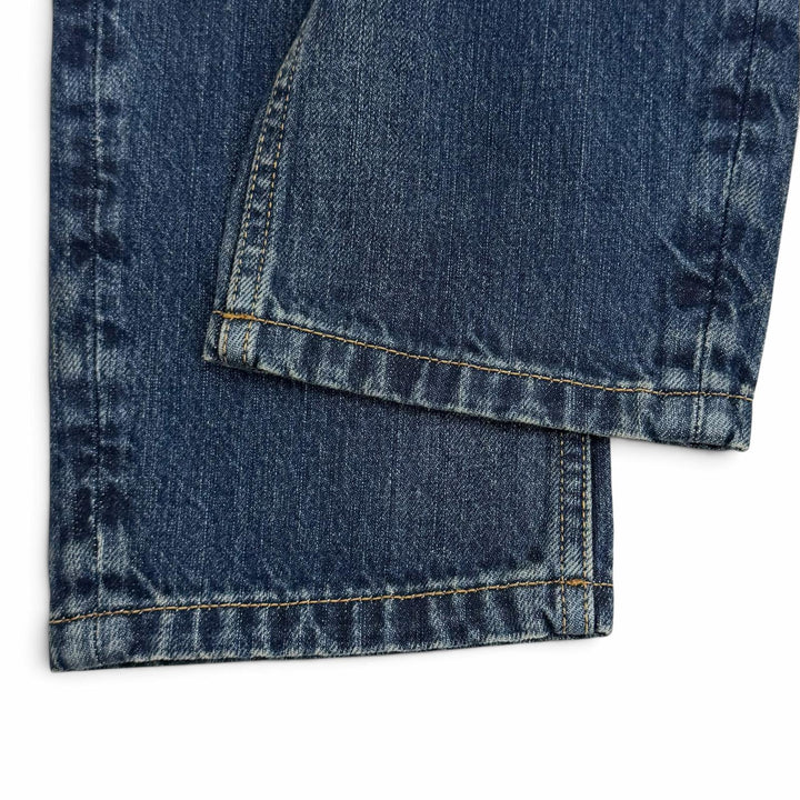 極美品★PRADA プラダ 2025年製 GFP534 コットン100％ レザーロゴパッチ セルビッジ デニムパンツ インディゴ 25 イタリア製 正規品