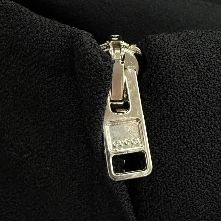 極美品★GUCCI グッチ 23AW 759278 裏地シルク混 ホースビットベルト付 無地 長袖 ワンピース ブラック IT 44 イタリア製 正規品