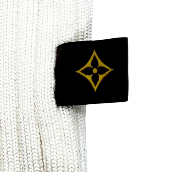 未使用品★LOUIS VUITTON ルイヴィトン 24AW ウール混 フリルデザイン リブニット ワンピース アイボリー S 伊製 正規品 レディース