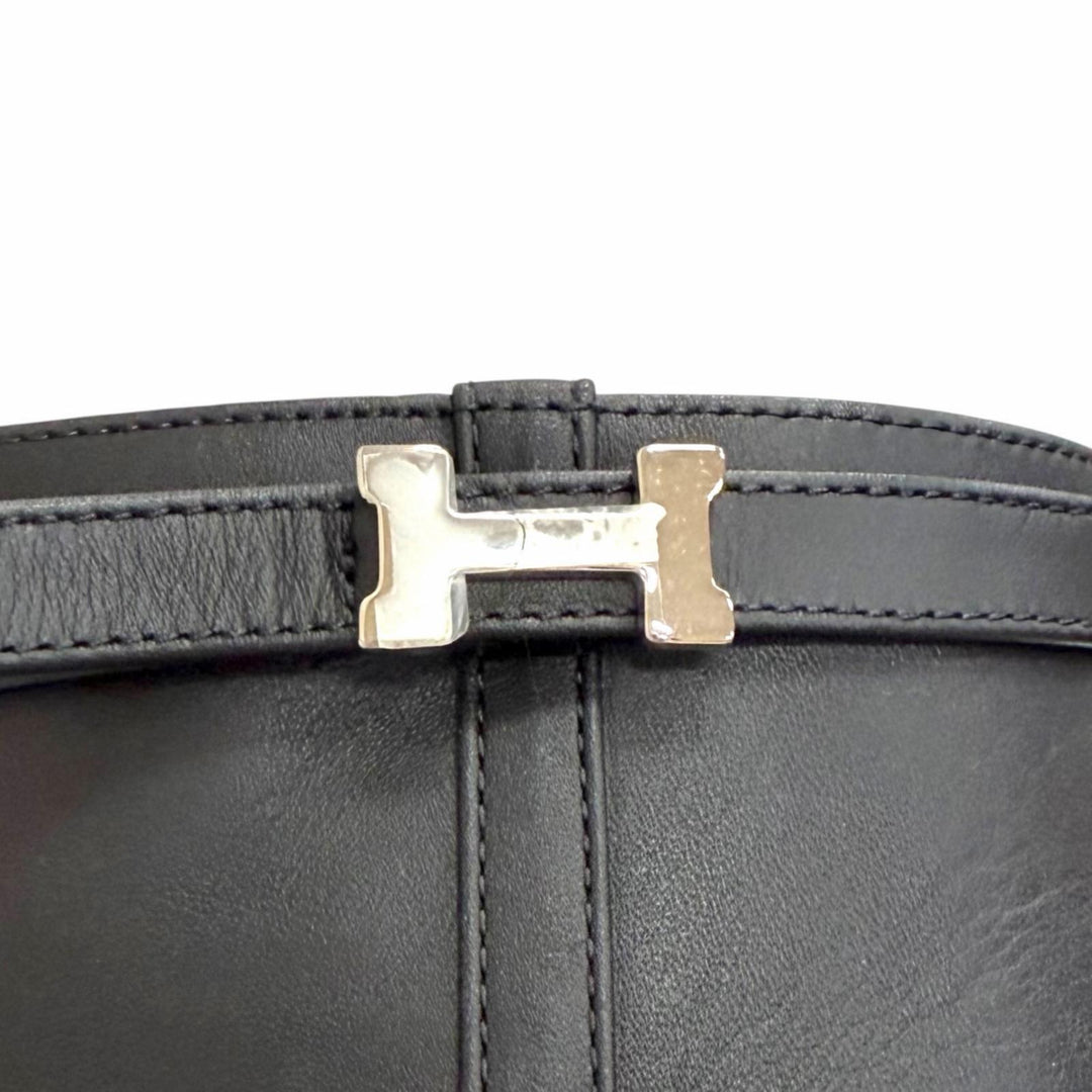 美品△HERMES エルメス HOMMAGE オマージュ シルバー金具 Hロゴ サイドジップ レザーアンクルブーツ ショートブーツ ブラック 37 箱 袋付