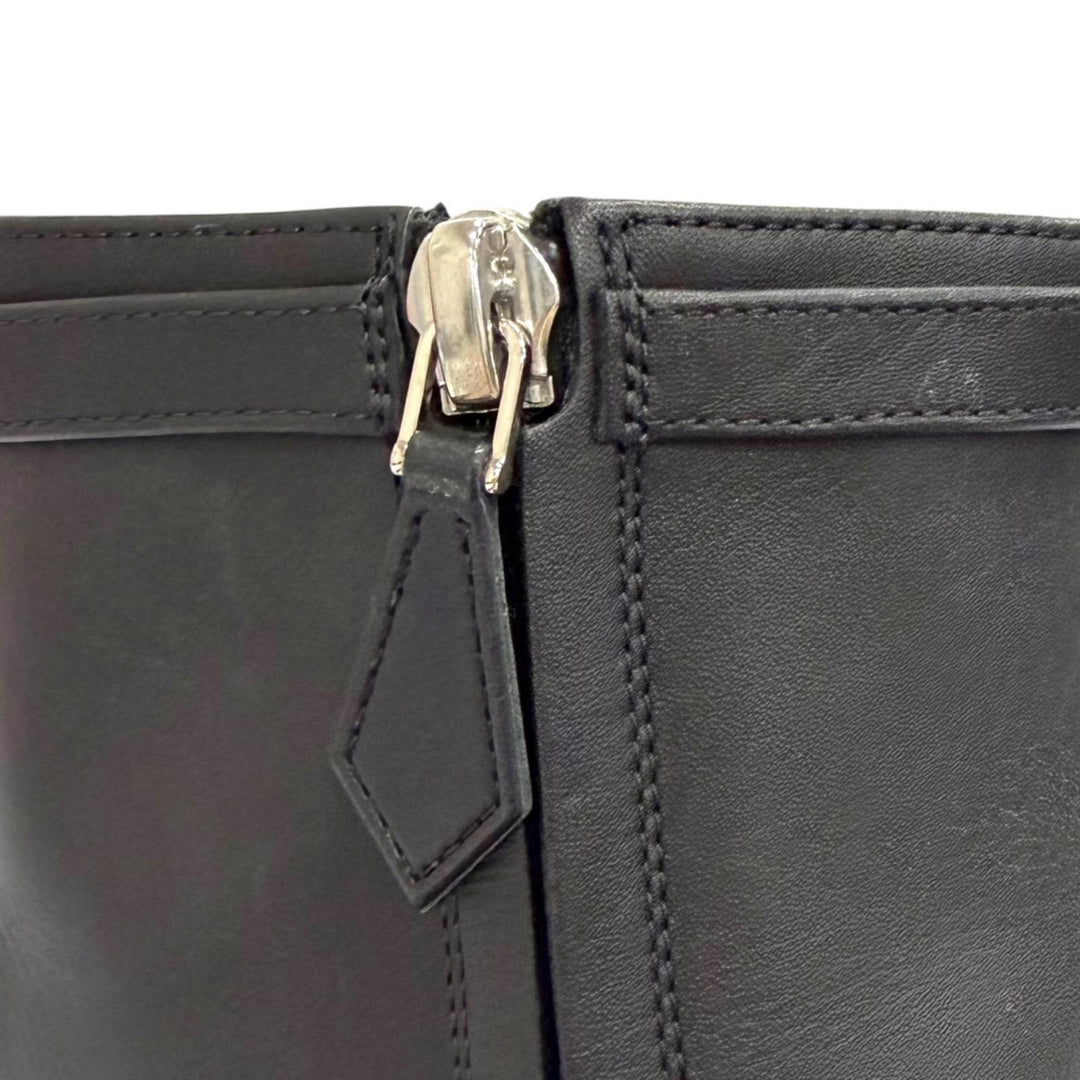 美品△HERMES エルメス HOMMAGE オマージュ シルバー金具 Hロゴ サイドジップ レザーアンクルブーツ ショートブーツ ブラック 37 箱 袋付