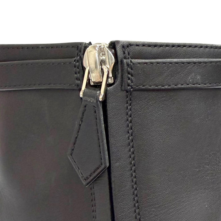 美品△HERMES エルメス HOMMAGE オマージュ シルバー金具 Hロゴ サイドジップ レザーアンクルブーツ ショートブーツ ブラック 37 箱 袋付