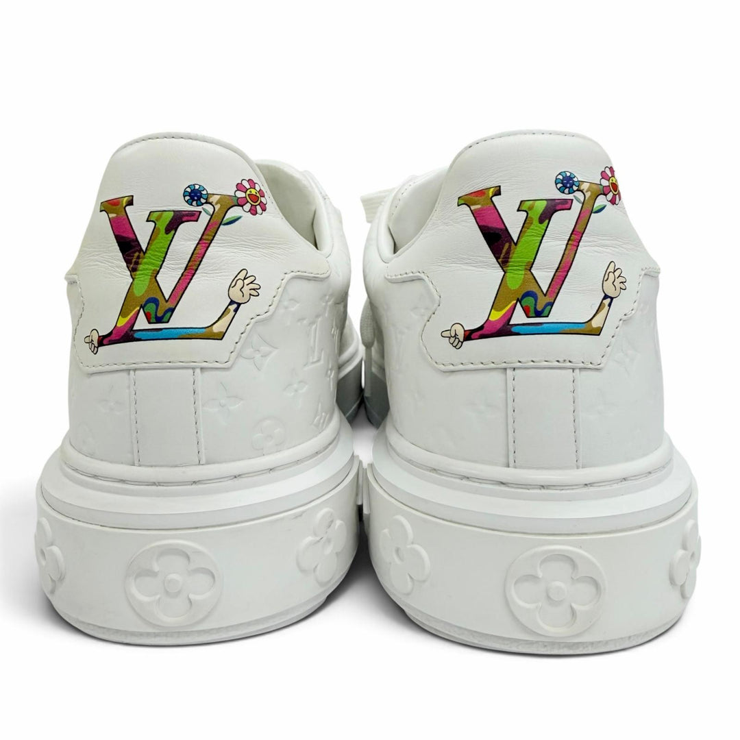 美品☆LOUIS VUITTON MURAKAMI ルイヴィトン 村上隆 1AGZGP タイムアウト・ライン レザー スニーカー ホワイト 38 イタリア製 保存袋付き