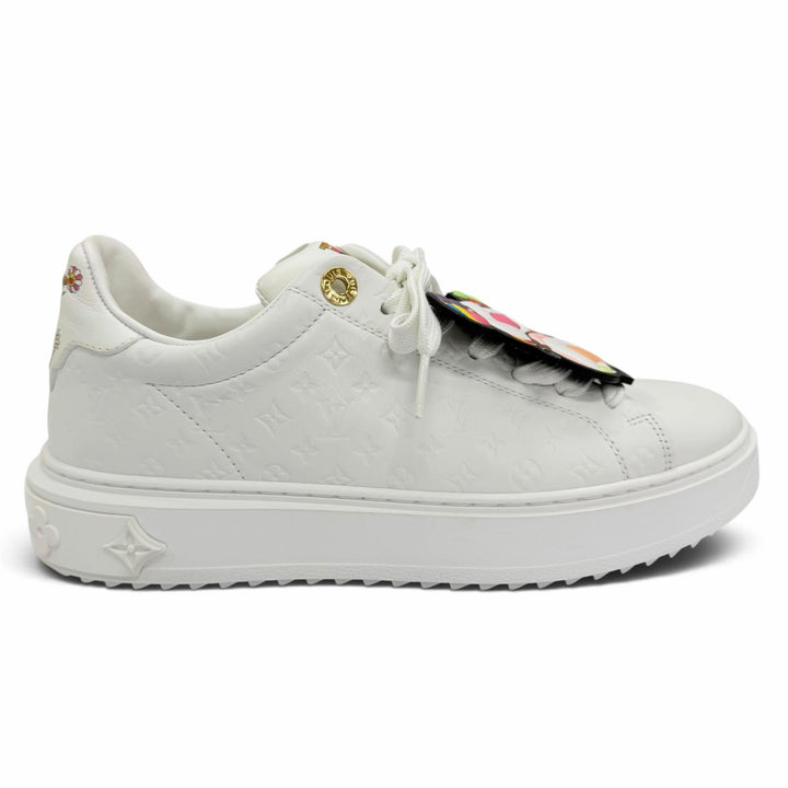 美品☆LOUIS VUITTON MURAKAMI ルイヴィトン 村上隆 1AGZGP タイムアウト・ライン レザー スニーカー ホワイト 38 イタリア製 保存袋付き