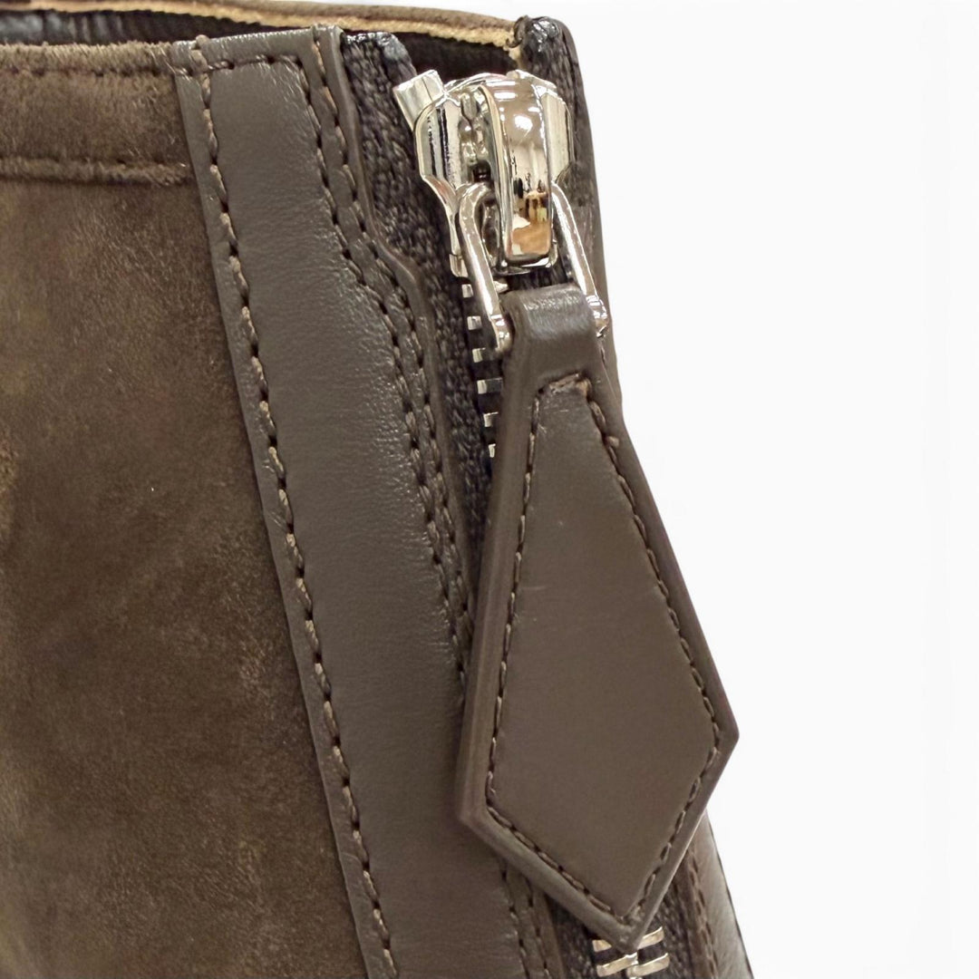 未使用品△HERMES エルメス 242074Z シングル55 スウェードレザー センタージップ アンクルブーツ ショートブーツ ダークブラウン 36.5