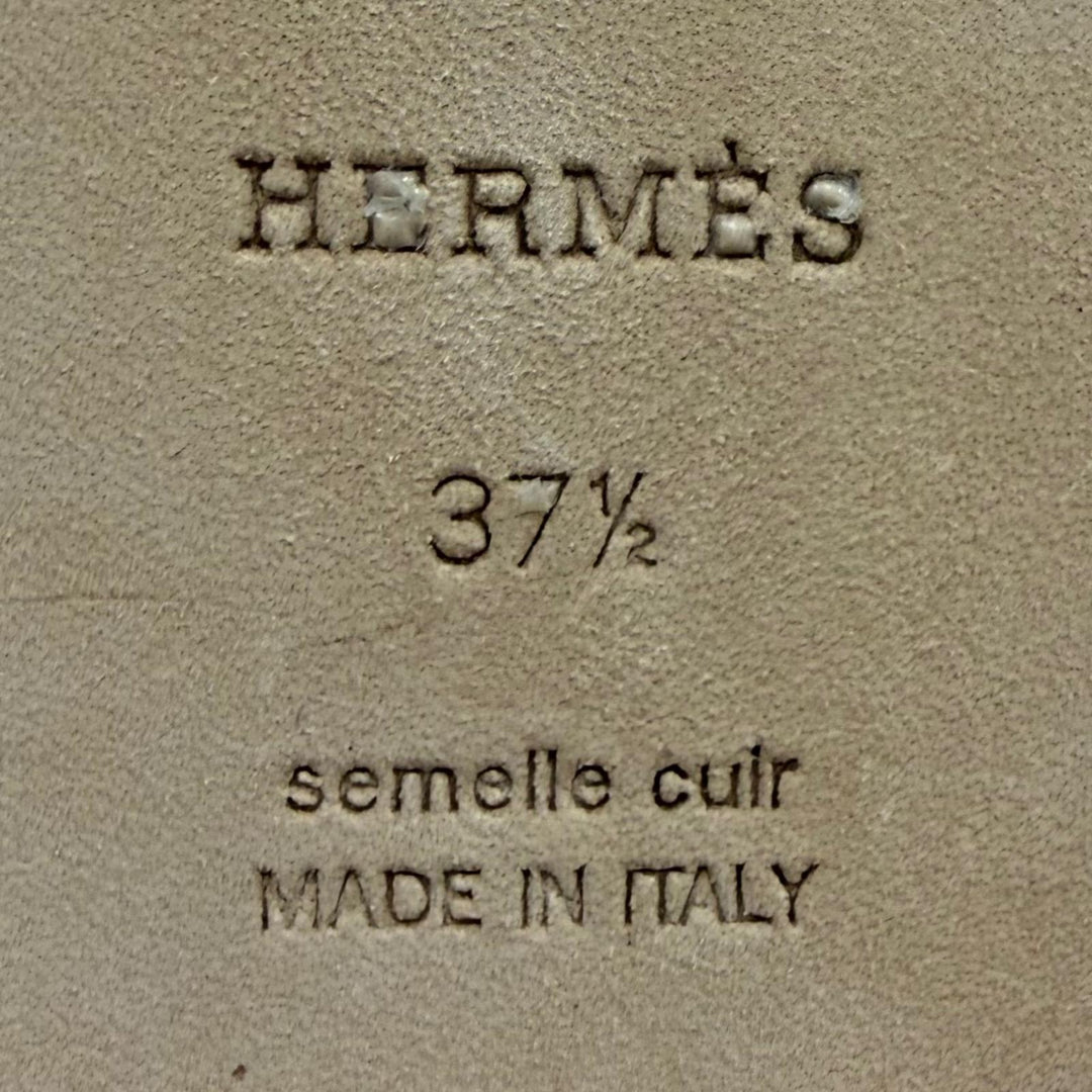 未使用品★HERMES エルメス オラン Hデザイン レザー フラット サンダル ミュール オレンジ 37.5 イタリア製 レディース