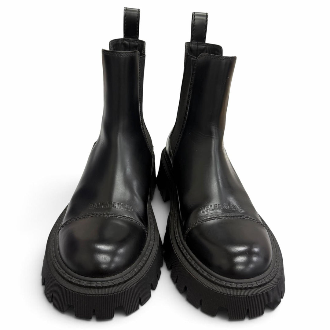 極美品□BALENCIAGA バレンシアガ 636599 TRACTOR 20MM レザー 厚底 サイドゴア チェルシー ブーツ ブラック 40 イタリア製 メンズ