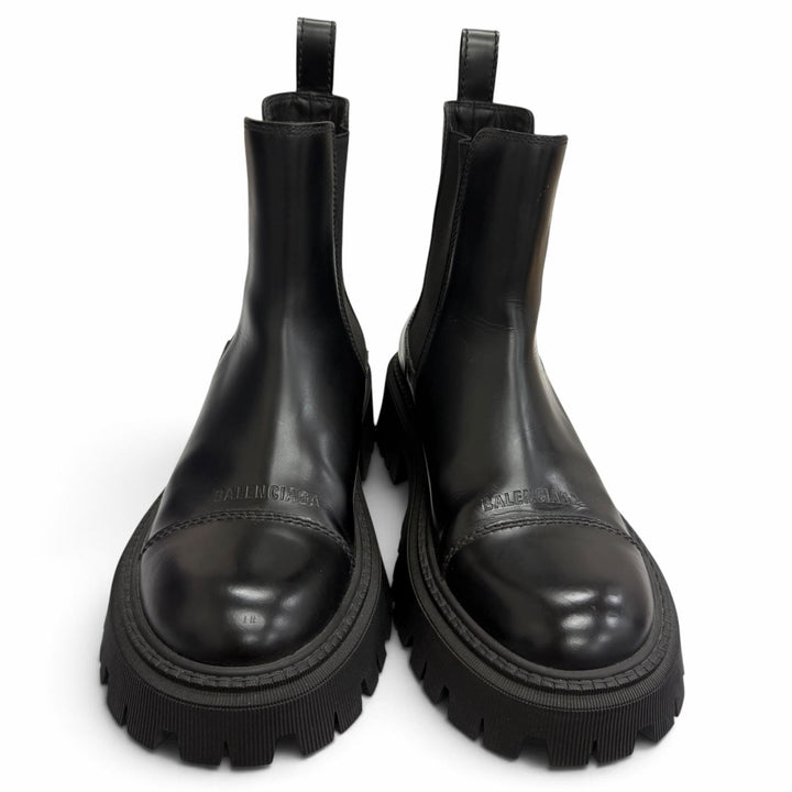 極美品□BALENCIAGA バレンシアガ 636599 TRACTOR 20MM レザー 厚底 サイドゴア チェルシー ブーツ ブラック 40 イタリア製 メンズ