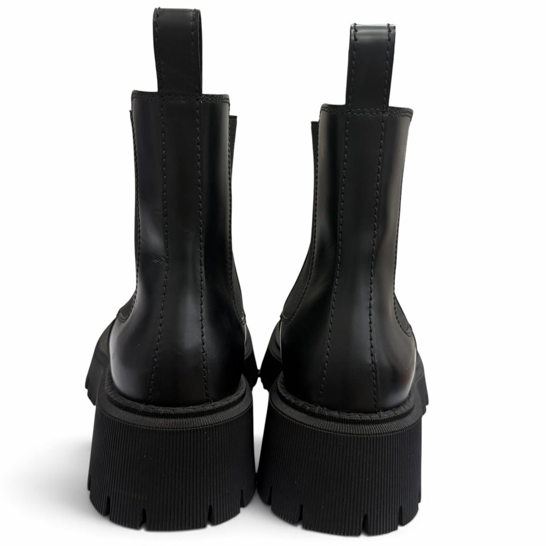 極美品□BALENCIAGA バレンシアガ 636599 TRACTOR 20MM レザー 厚底 サイドゴア チェルシー ブーツ ブラック 40 イタリア製 メンズ